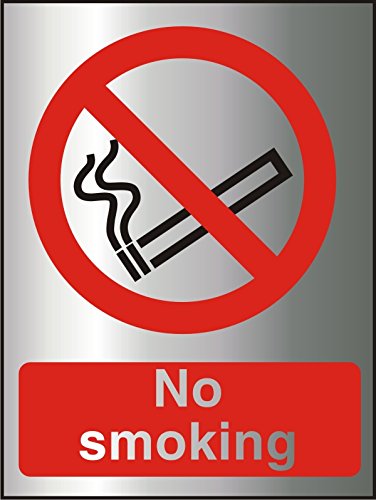 Prohibition Sign No Smoking Acrylic Self Adhesive Silver, Red 20 x 15 cm