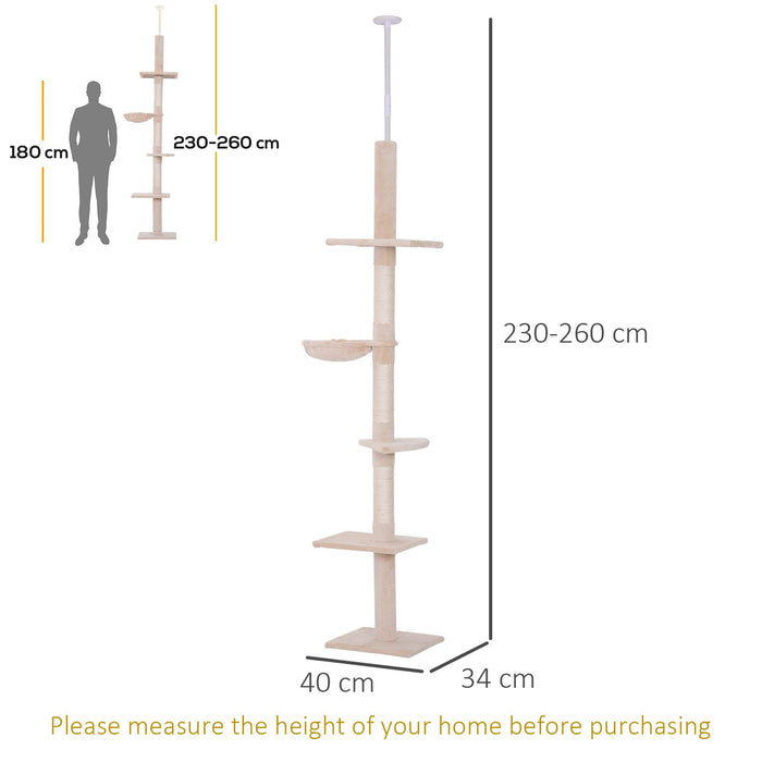 PawHut Cat Tree Beige 340 mm x 400 mm x 2600 mm