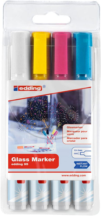 EDDING Glass Marker e-95 Felt Tip 1,5-3 mm Assorted