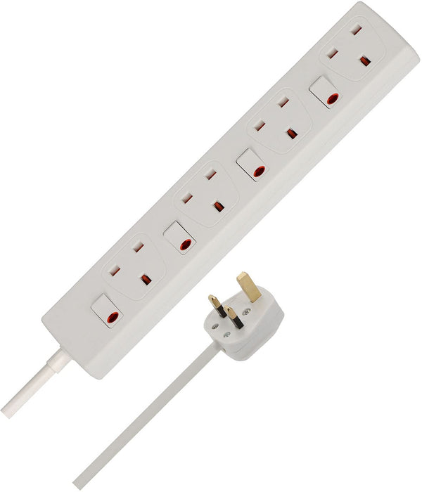 brennenstuhl 4-Way Extension Lead UK with Neon Indicator and 4 Switches 2m White