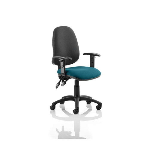 Dynamic Permanent Contact Backrest Task Operator Chair Height Adjustable Arms Eclipse Plus III Black Back, Maringa Teal Seat High Back