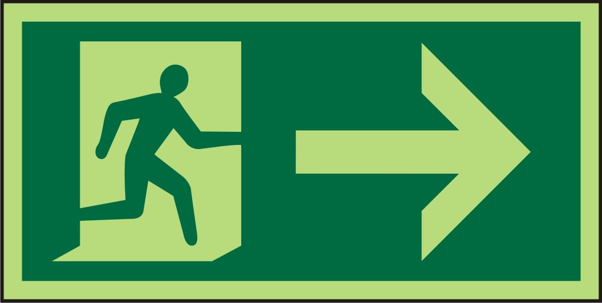 Fire Exit Sign Right Arrow Vinyl 15 x 30 cm