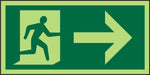 Fire Exit Sign with Man Running and Right Arrow Self Adhesive Vinyl Green 10 x 20 cm