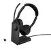 Jabra Evolve2 55 MS Stereo - Headset - on-ear - Bluetooth - wireless - active noise cancelling - USB-C - black - with charging stand - Optimised for Microsoft Teams