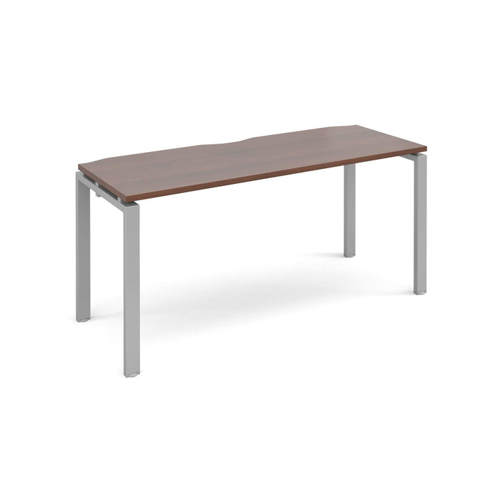 Rectangular Single Desk Walnut Wood Straight Legs Silver Adapt II 1600 x 600 x 725mm