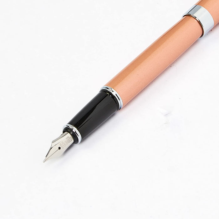 Helix Oxford Fountain Pen Rose Gold Barrel Medium Blue