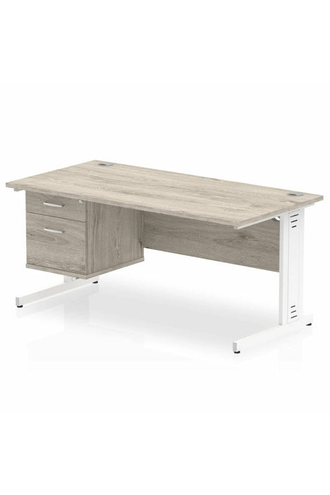 dynamic Ergonomic Desk Impulse MIRDW16FP2WGRY Grey Oak 1600 mm x 800 mm x 730 mm