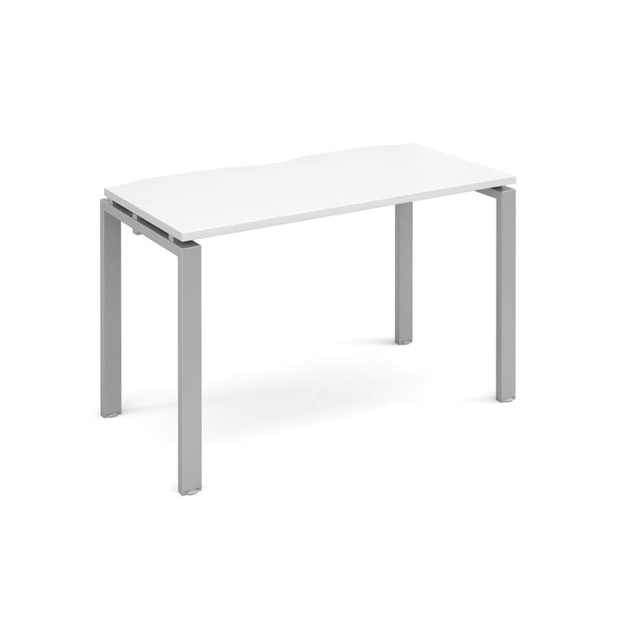 Rectangular Single Desk White Wood Straight Legs Silver Adapt II 1200 x 600 x 725mm