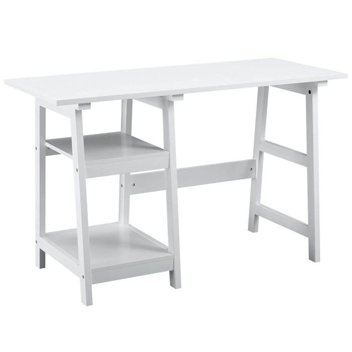 HOMCOM Computer Desk With Bookshelves White