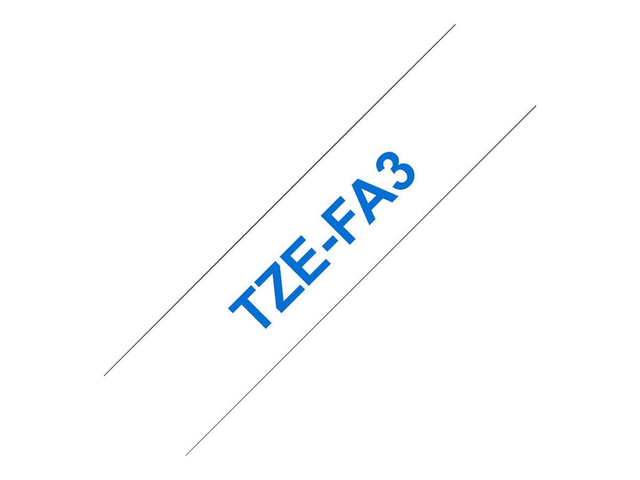 Brother Label Roll TZe-FA3 Blue on White 12 mm x 3 m