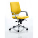 Dynamic Knee Tilt Visitor Chair Fixed Arms Xenon White Back, Senna Yellow Seat Without Headrest Medium Back