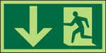 Fire Exit Sign Down Arrow Plastic Green 10 x 20 cm