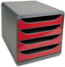 Exacompta Drawer Unit with 4 Drawers Big Box Plastic Black, Red 27.8 x 34.7 x 26.7 cm