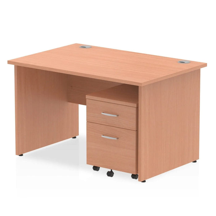 Dynamic Rectangular Straight Desk Beech MFC Panel End Leg Beech Colour Frame Impulse 1 x 3 Drawer Mobile Pedestal 1800 x 800 x 730mm