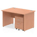 Dynamic Rectangular Straight Desk Maple MFC Panel End Leg Maple Frame Impulse 1 x 3 Drawer Mobile Pedestal 1400 x 800 x 730mm