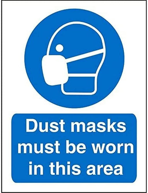 Mandatory Sign Dust Mask Must Be Worn In This Area Plastic Blue, White 30 x 20 cm