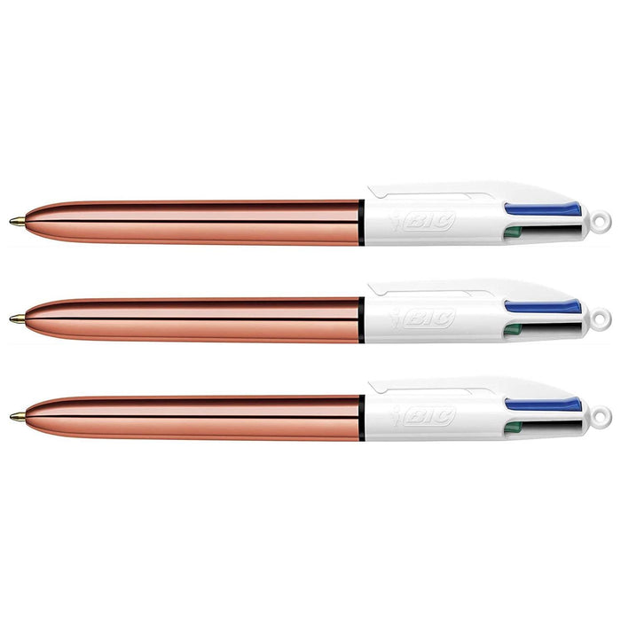 BIC 4 Colours Shine Rose Gold Ballpoint Pen Medium 0.32 mm