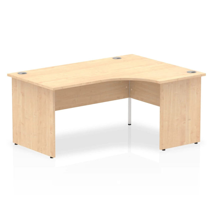 Impulse Right Crescent Office Desk W1800 x D1200 x H730mm Cable Managed Leg Grey Oak Finish White Frame - TT000164