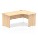 Impulse Right Crescent Office Desk W1800 x D1200 x H730mm Cable Managed Leg Grey Oak Finish White Frame - TT000164