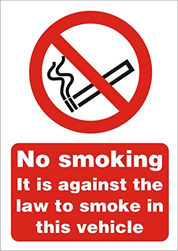 Prohibition Sign Against the Law to Smoke in this Vehicle A5 Vinyl 14.8 x 21 cm