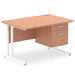 Dynamic Rectangular Office Desk Beech MFC Cantilever Leg White Frame Impulse 2 x 3 Drawer Fixed Ped 1600 x 800 x 730mm