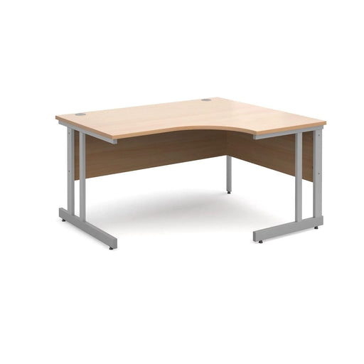 Corner Right Hand Design Ergonomic Desk with Walnut MFC Top and Silver Frame Adjustable Legs Momento 1600 x 1200 x 725 mm