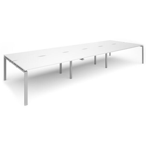 Dams International Rectangular Triple Back to Back Desk with White Melamine Top and Silver Frame 4 Legs Adapt II 4800 x 1600 x 725 mm