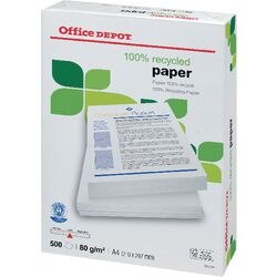 Office Depot 100% Recycled Off-White A4 Printer Paper 80 gsm Smooth White 500 Sheets