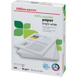 Office Depot 100% Recycled Bright-White A4 Printer Paper 80 gsm Smooth White 500 Sheets