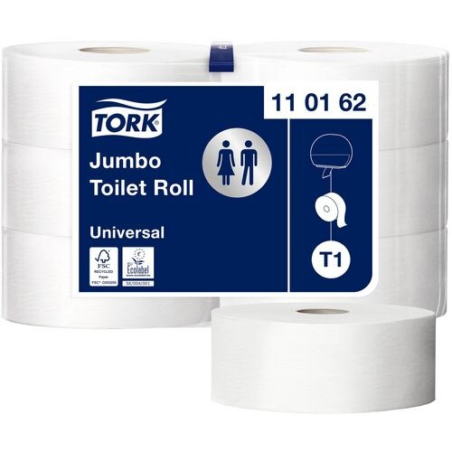 Tork T1 Universal Recycled Toilet Roll 1 Ply 110162 6 Rolls of 2500 Sheets