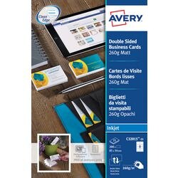 AVERY Zweckform Business Cards 260 gsm White Pack of 25 Sheets of 8 Cards