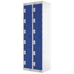 LINK51 Standard Mild Steel Locker with 6 Doors Standard Deadlock Lockable with Key 2 300 x 450 x 1800 mm Grey & Blue