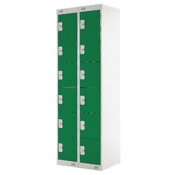 LINK51 Standard Mild Steel Locker with 6 Doors Standard Deadlock Lockable with Key 2 300 x 450 x 1800 mm Grey & Green