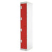 LINK51 Standard Mild Steel Locker with 4 Doors Standard Deadlock Lockable with Key 300 x 450 x 1800mm Grey & Red