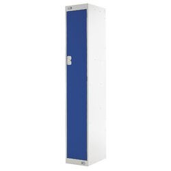 LINK51 Standard Mild Steel Locker with 1 Door Standard Deadlock Lockable with Key 300 x 450 x 1800 mm Grey & Blue