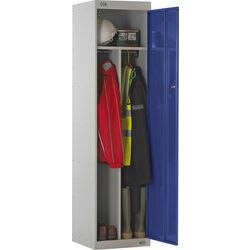 LINK51 Steel Locker with 1 Door Standard Deadlock Lockable with Key 450 x 450 x 1800 mm Grey & Blue