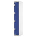 LINK51 Standard Mild Steel Locker with 4 Doors Standard Deadlock Lockable with Key 300 x 450 x 1800mm Grey & Blue