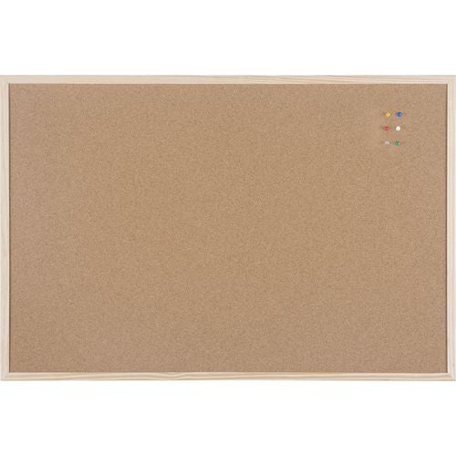 Viking Notice Board Non Magnetic Wall Mounted Cork 120 (W) x 90 (H) cm Wood Brown