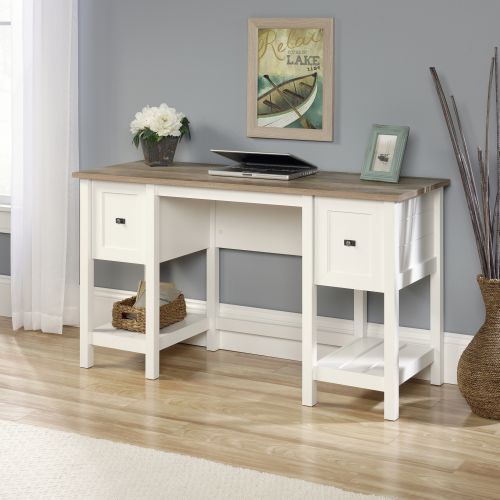 Shaker Style Home Office Desk White with Lintel Oak Finish - 5418072