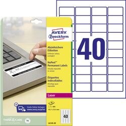 Avery NoPeel Permanent Labels Self Adhesive 45.7 x 25.4 mm White Rectangular 20 Sheets of 40 Labels