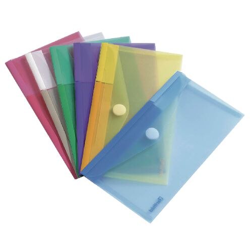 Djois Color Collection Document Wallet Velcro fastener PP (Polypropylene) Portrait and Landscape 13.5 (W) x 25 (H) cm Assorted Pack of 6