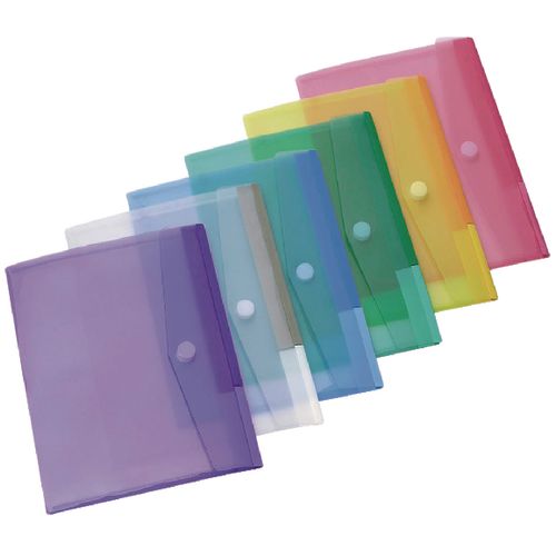 Djois Color Collection Document Wallet A5 Velcro fastener PP (Polypropylene) Portrait and Landscape 14.8 (W) x 21 (H) cm Assorted Pack of 6