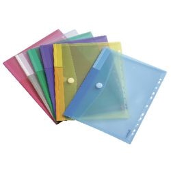 Djois Color Collection Document Wallet TA510229 A4 Velcro fastener PP (Polypropylene) 11 Holes Portrait 21 (W) x 29.7 (H) cm Assorted Pack of 12