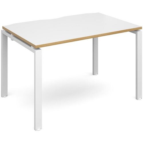 Dams International Rectangular Single Desk with White Melamine Top, Oak Edging and White Frame 4 Legs Adapt II 1200 x 800 x 725 mm