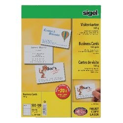 Sigel Business Cards 185 gsm White Pack of 60 Sheets of 10 Cards