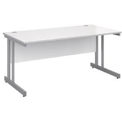 Rectangular Straight Desk with White MFC Top and Silver Frame Cantilever Legs Momento 1600 x 800 x 725 mm