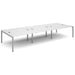 Dams International Rectangular Triple Back to Back Desk with White Melamine Top and Silver Frame 4 Legs Connex 4200 x 1600 x 725mm