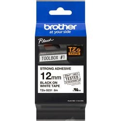 Brother TZES231 Labelling Tape Authentic Adhesive Black on White 12 mm (W) x 8 m (L)