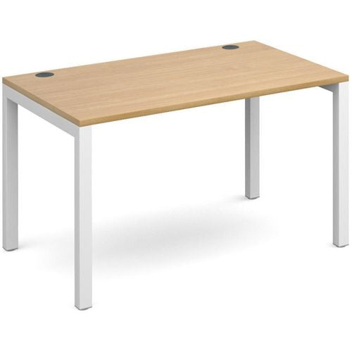 Dams International Rectangular Starter Unit Single Desk with Oak Coloured Melamine Top and White Frame 4 Legs Connex 1200 x 800 x 725mm