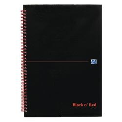 OXFORD Notebook Black n' Red A5 Ruled Spiral Bound Cardboard Hardback Black, Red Perforated 140 Pages 70 Sheets